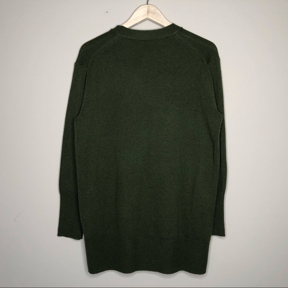 J Crew Green Buttondown V Neck Wool Cardigan Small - Picture 2 of 6